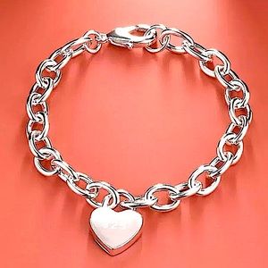 STERLING SILVER HEART LOCK PENDENT BRACELET